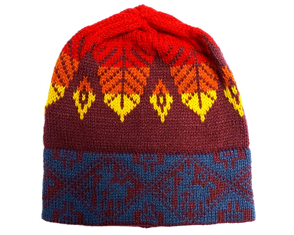 Pichincha - Wholesale Beanie - Women's - Multicolored Tribal Ethnic Design Winter Knit Beanie Hat3