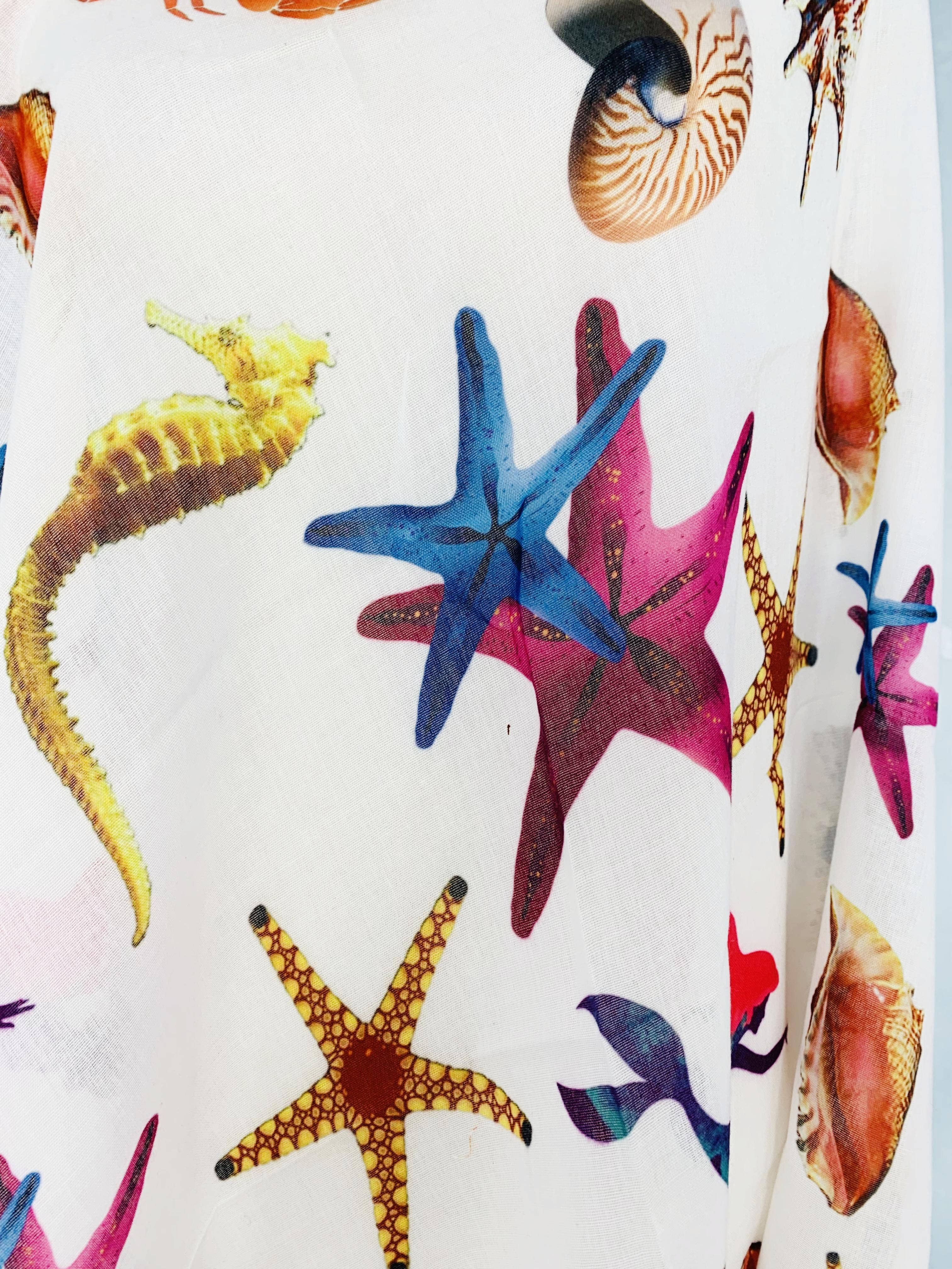 JC021060 Oversized White Sea Life Scarf/Shawl for wholesale on Faire4