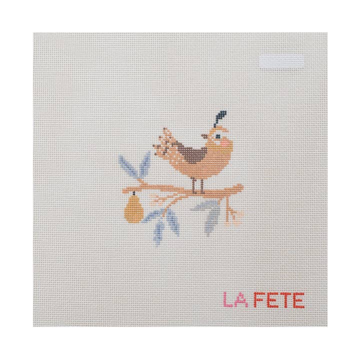 12 Days Of Christmas - A Partridge in a Pear Tree Hand Painted Needlepoint Canvas for wholesale by La Fete Needlepoint