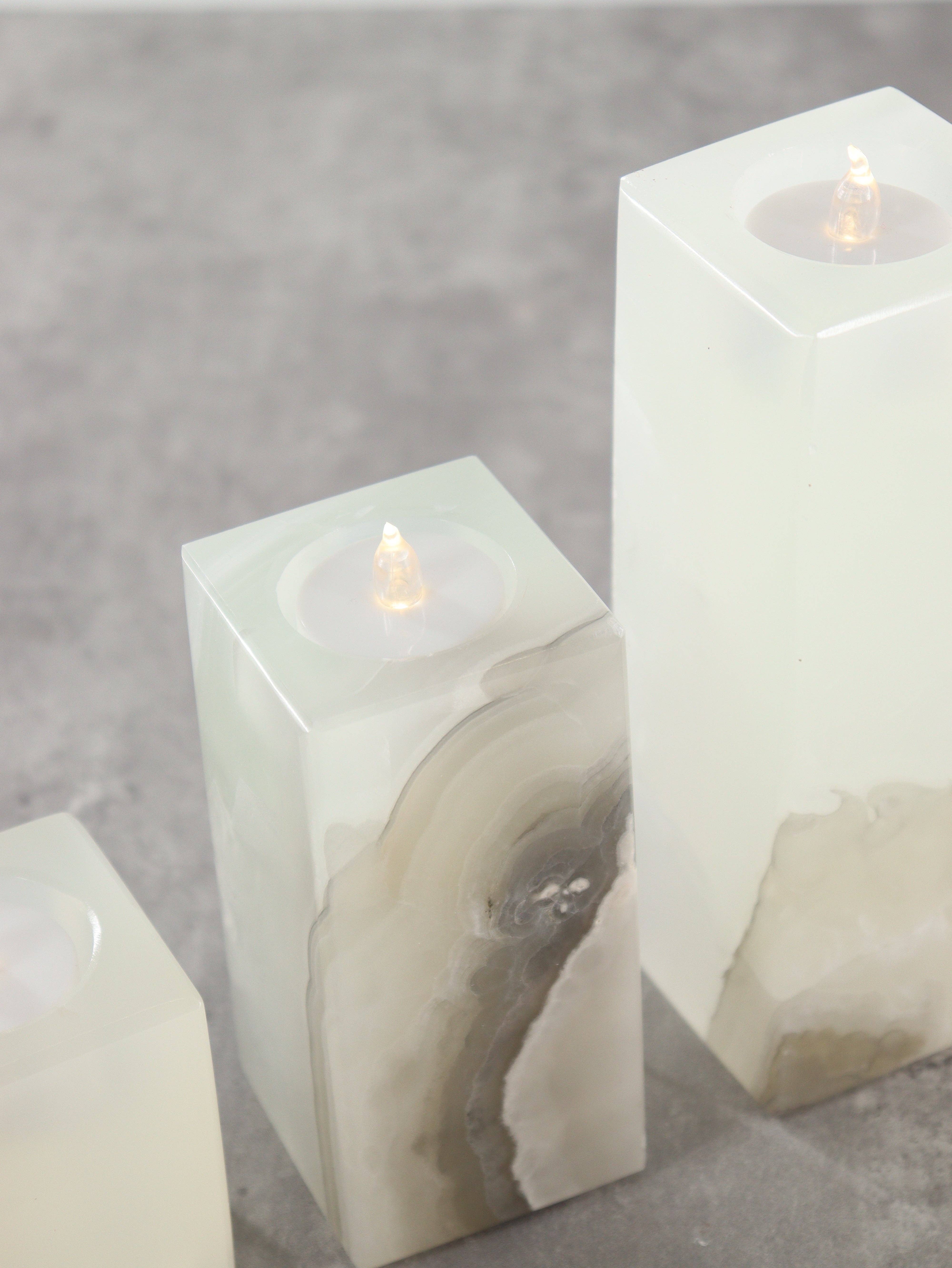 Mi Esperanza Minerals - Wholesale Candle Holder - White Onyx Candle Holders Set of 32
