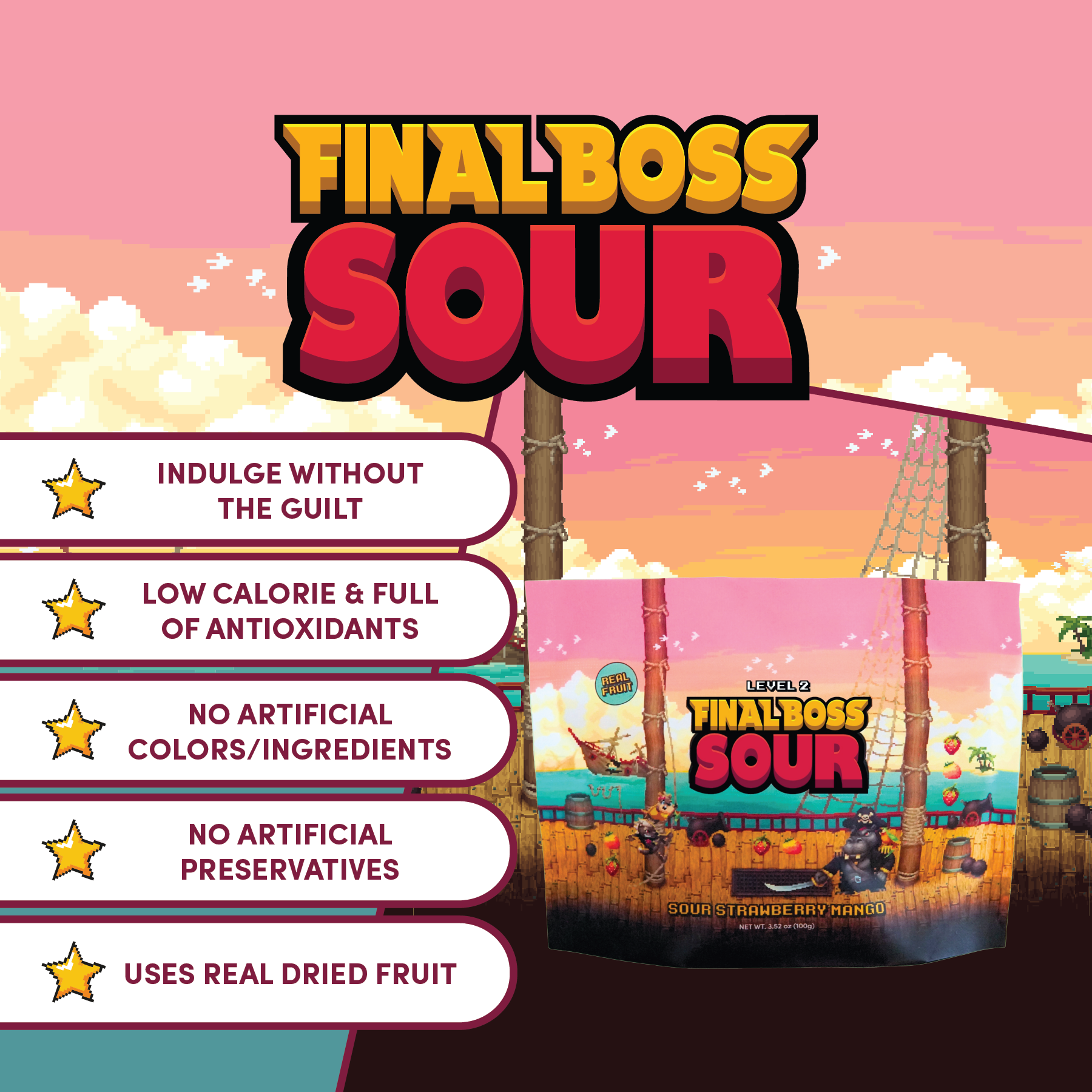 Final Boss Sour - Wholesale Gummy - Level 2 Strawberry Mango (1-Pack)2
