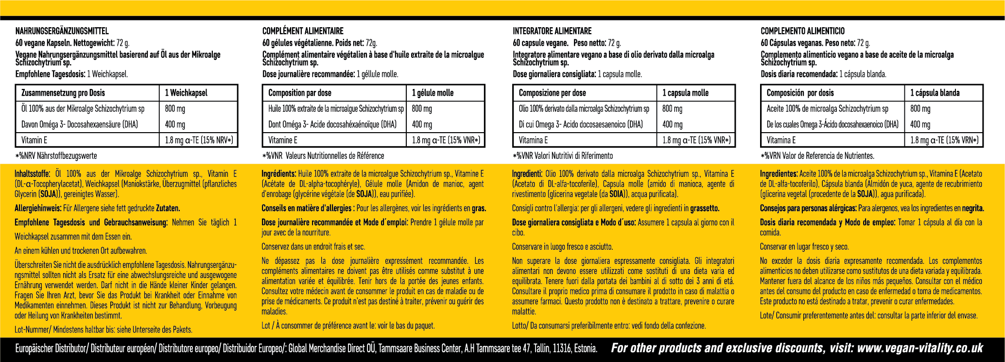 Vegan Vitality - Wholesale Oral Supplement/Vitamin - Omega 3 Algae Oil10