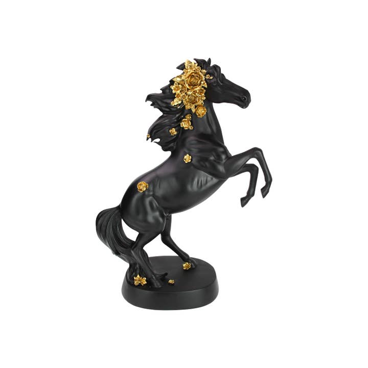 65cm Black & Gold Floral Horse for wholesale by Cubby House by Malmar