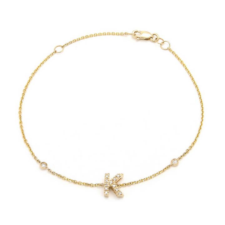 Single Initial Micro Pave Diamond Bracelet for wholesale by Jane Basch Jewelry Designs