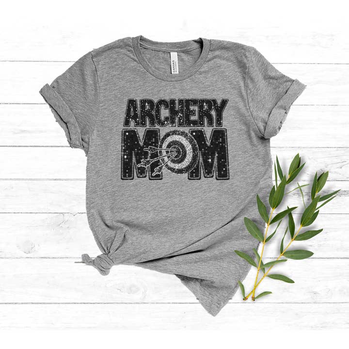 Simple Tymes - Wholesale Sublimation Transfer - Archery Mom Black Faux Glitter DTF Print