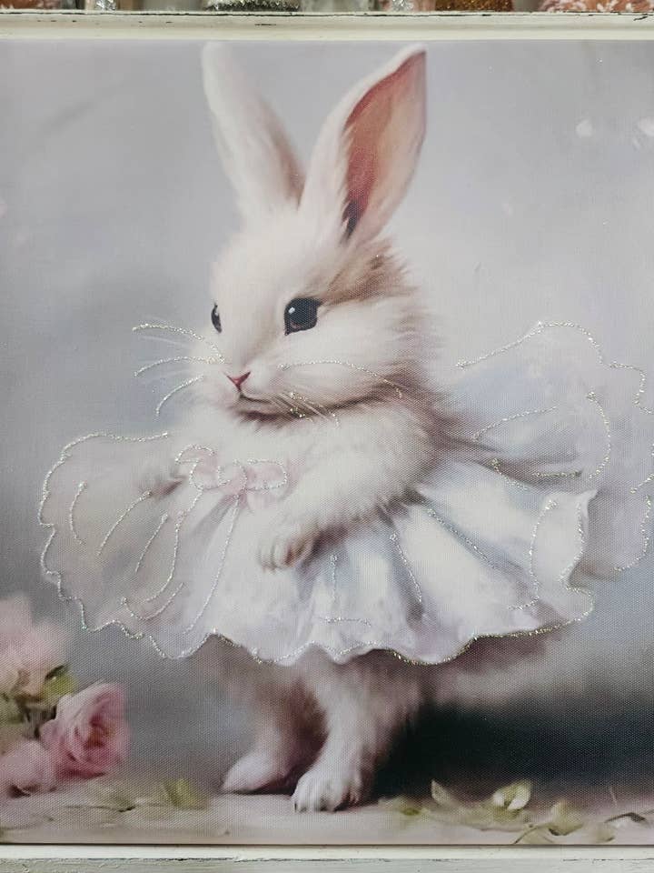 Tableau mural en toile Lapin Ballerine Paillettes pour la vente par Little Heart Designs