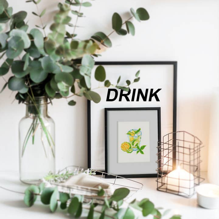 Paint Your Numbers - Wholesale DIY Craft Kit - 12 Assorted Drink Diamond Paintings - Set 27