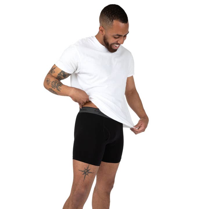 Mens Underwear Boxer Briefs Cool Soft Stretchy Ethical, 3 Pack - Black for wholesale by Organic Signatures