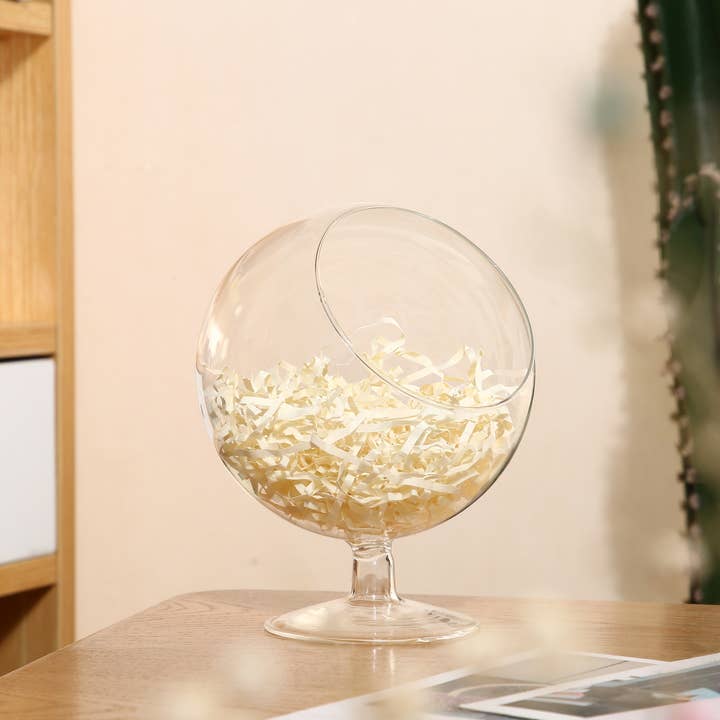 WGV International - Wholesale Terrarium - WGV Slant Bowl Terrarium On Stem - 6" x 7"H3