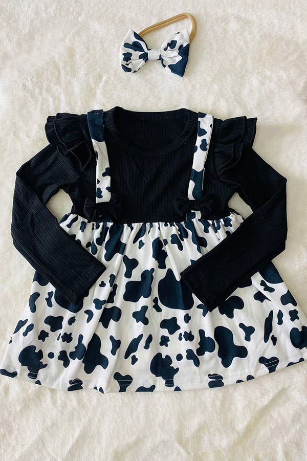 luluclothes - Wholesale T-Shirt - Kids - DLH2812 Fall clothing Knitted black cow long sleeve top3