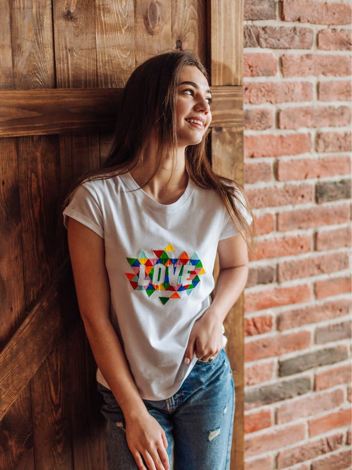 Love White Embroidered Shirt for wholesale by Galychanka