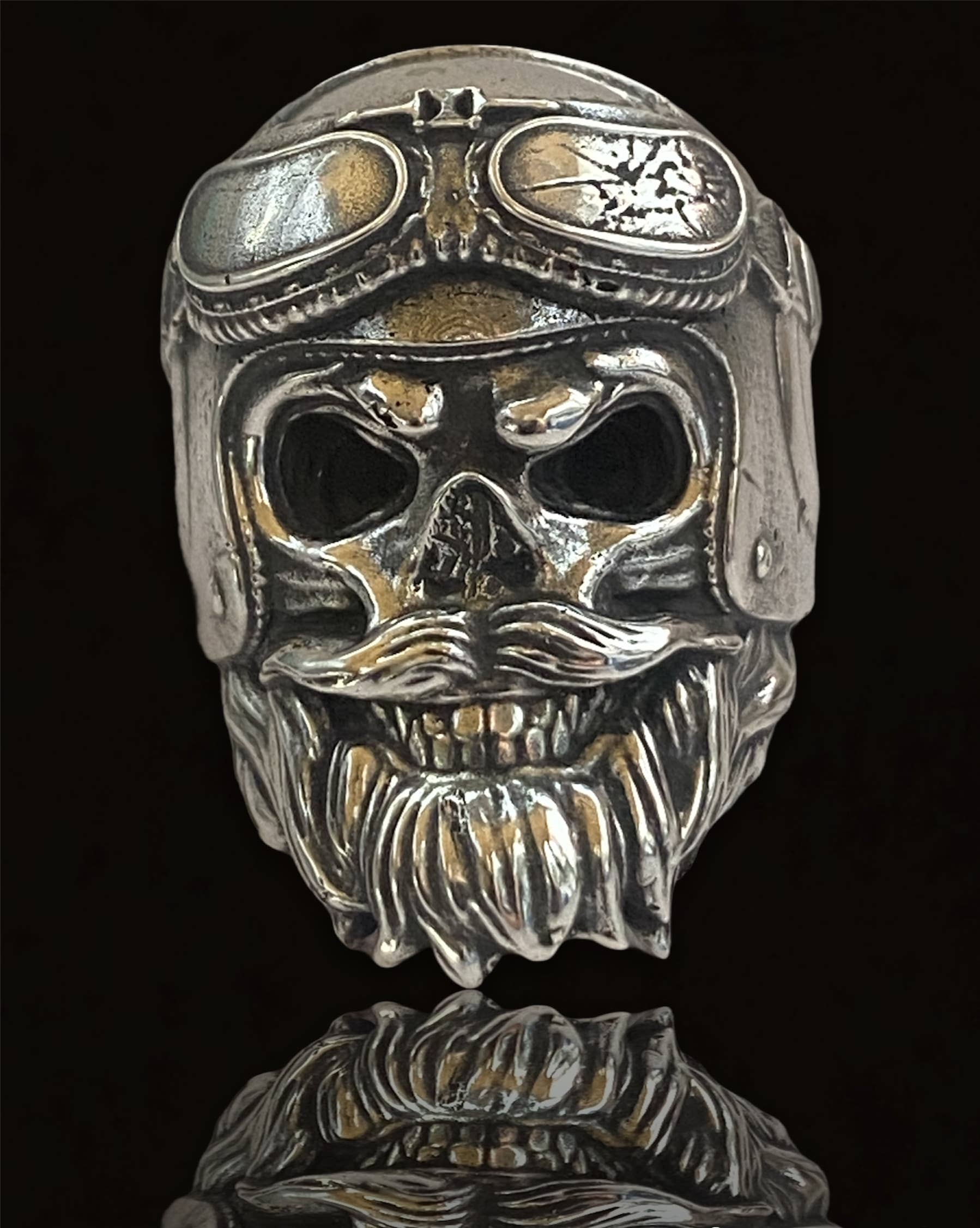 Hi Octane | SilverBotanica - Wholesale Cocktail/Statement Ring - Bearded Biker Skull Ring0