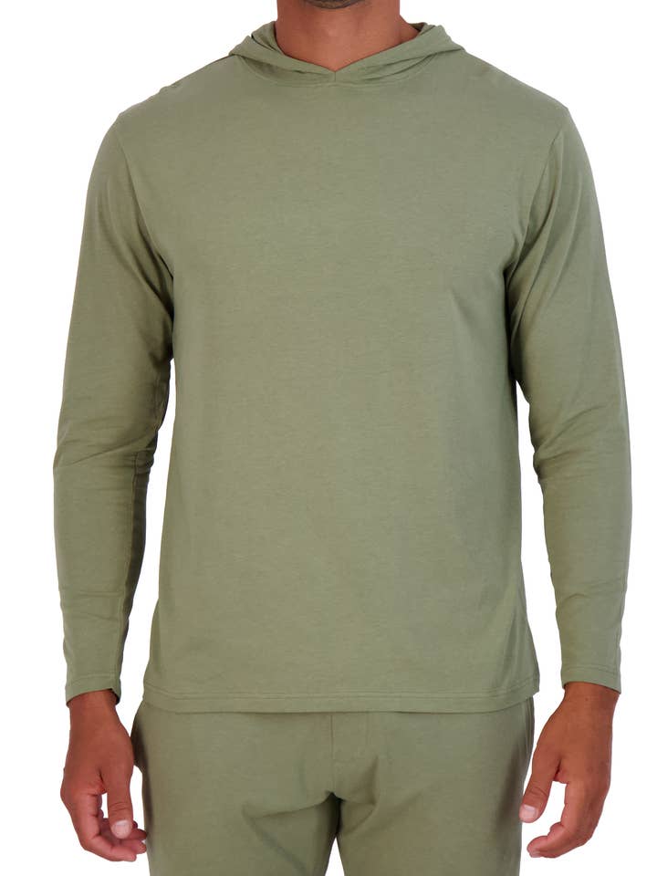 l/s hoodie-olive for wholesale by Wood Underwear