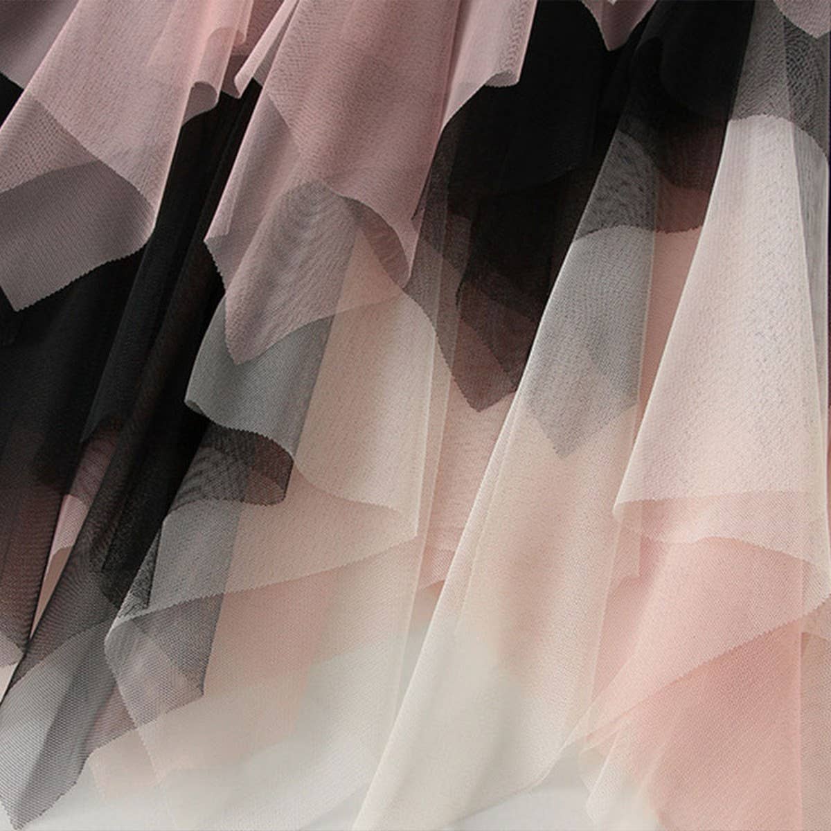 ACCITY - Wholesale Skirt - Women's - Colorblock Layered Tulle Irregular Midi Skirt_CWBMS03856