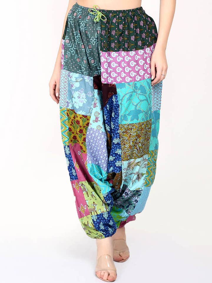 Women Hippie Multi Patchwork Printed Harem Trouser Pant Mix for wholesale by Wevez