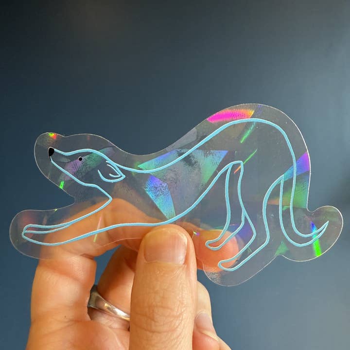 naomi wilkinson illustration - Wholesale Suncatcher - Stretching Dog sun catcher sticker