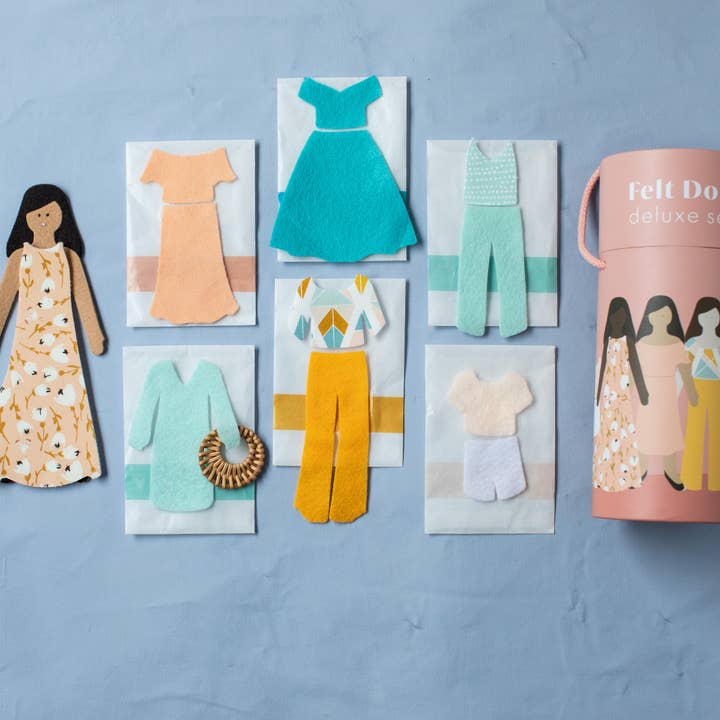 Lowercase Toys – wholesale Docka - Barn – Filt Doll - Deluxe Set i karamell2