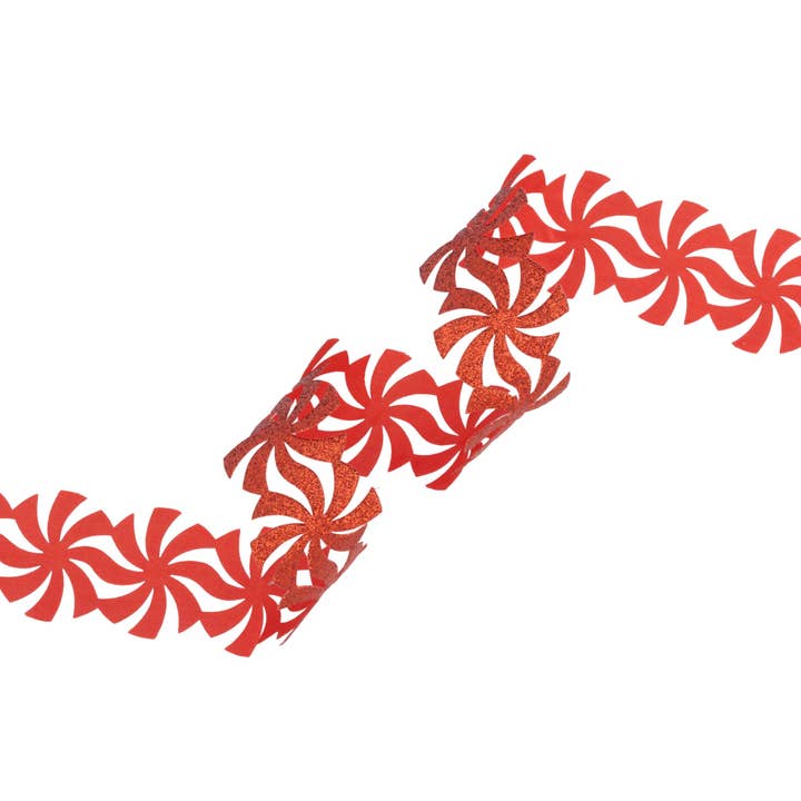 LA Ribbons Wholesale - Wholesale Ribbon - Gift Wrapping - 1 1/2" Ultrasonic Trim | Peppermint Red Glitter | 10 Yard Roll
3