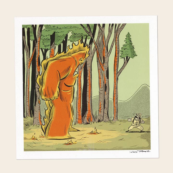 Burny Wild's Forest Fire Signed Comic Panel for wholesale by Burny Wilds