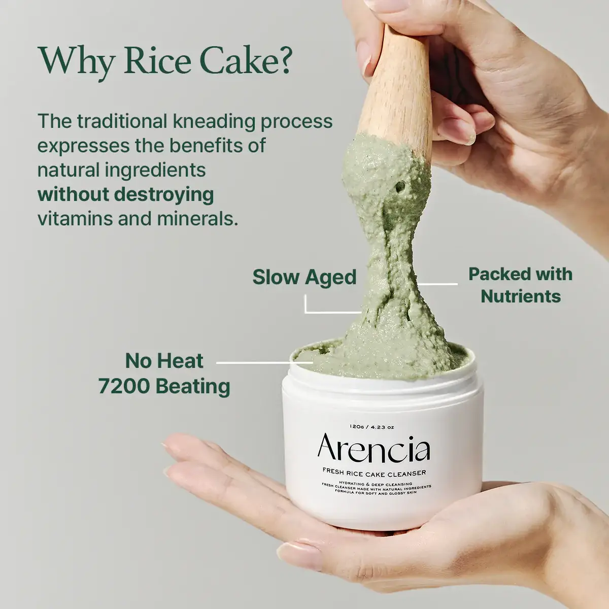 Kosmic - Kbeauty Skincare - Wholesale Facial Cleanser - [Arencia] Fresh Green Rice Mochi Cleanser, 120g3