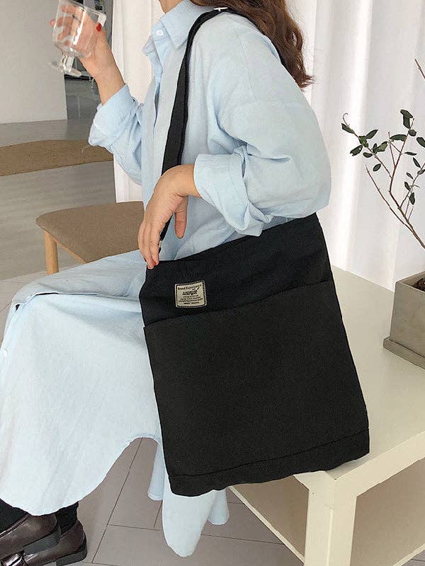 UZ Wholesale Store – Sacola - Mulher por atacado – Bolsa de lona simples de cor sólida com bolsos7