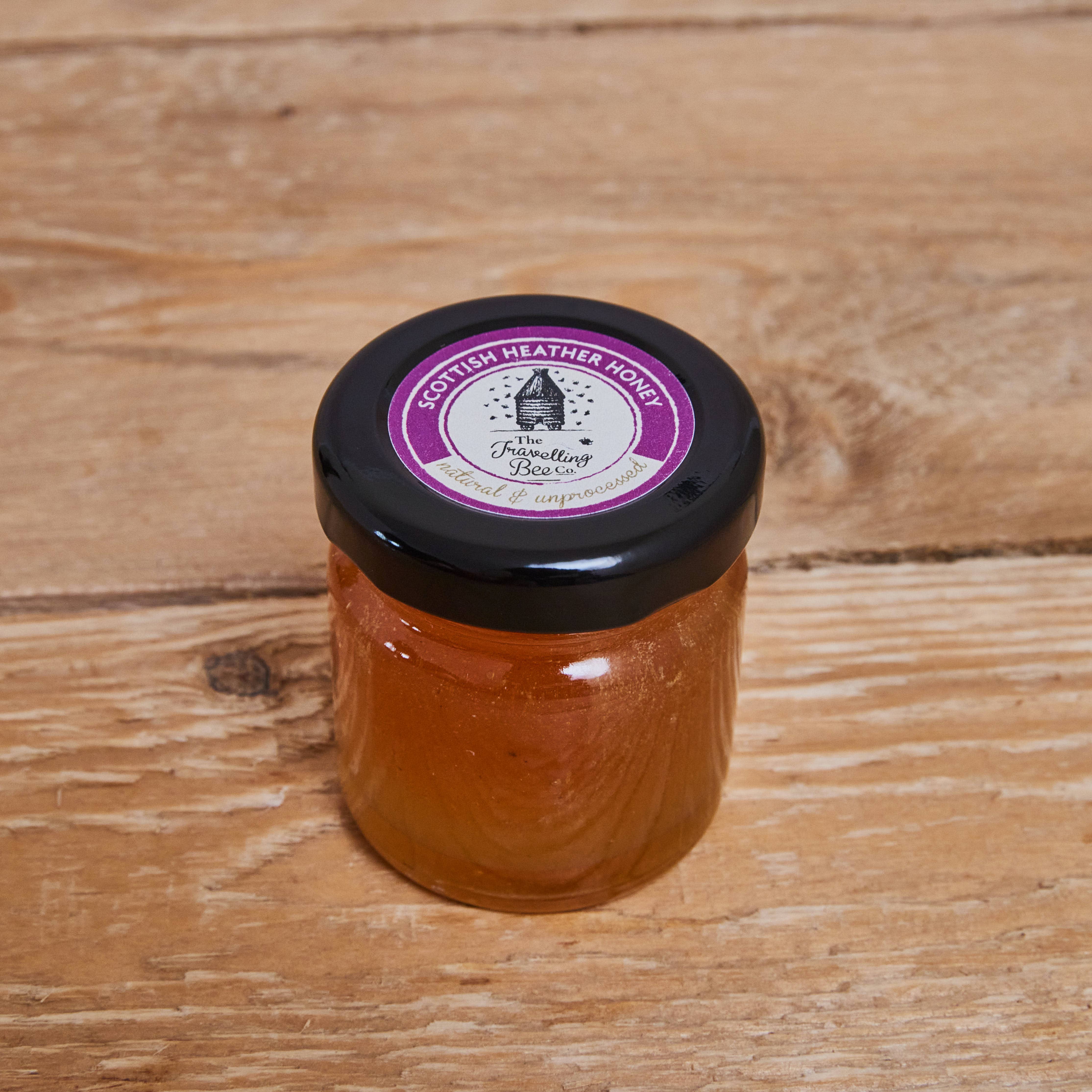 Travelling bee – wholesale Honey – Scottish Heather Honey (Argyll, Scotland) - Mini Jar1