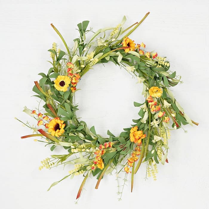 Impressive Enterprises, Inc. - Wholesale Wreath - 30990- 20in Wreath-Yellow Daisy with mountain flowers-