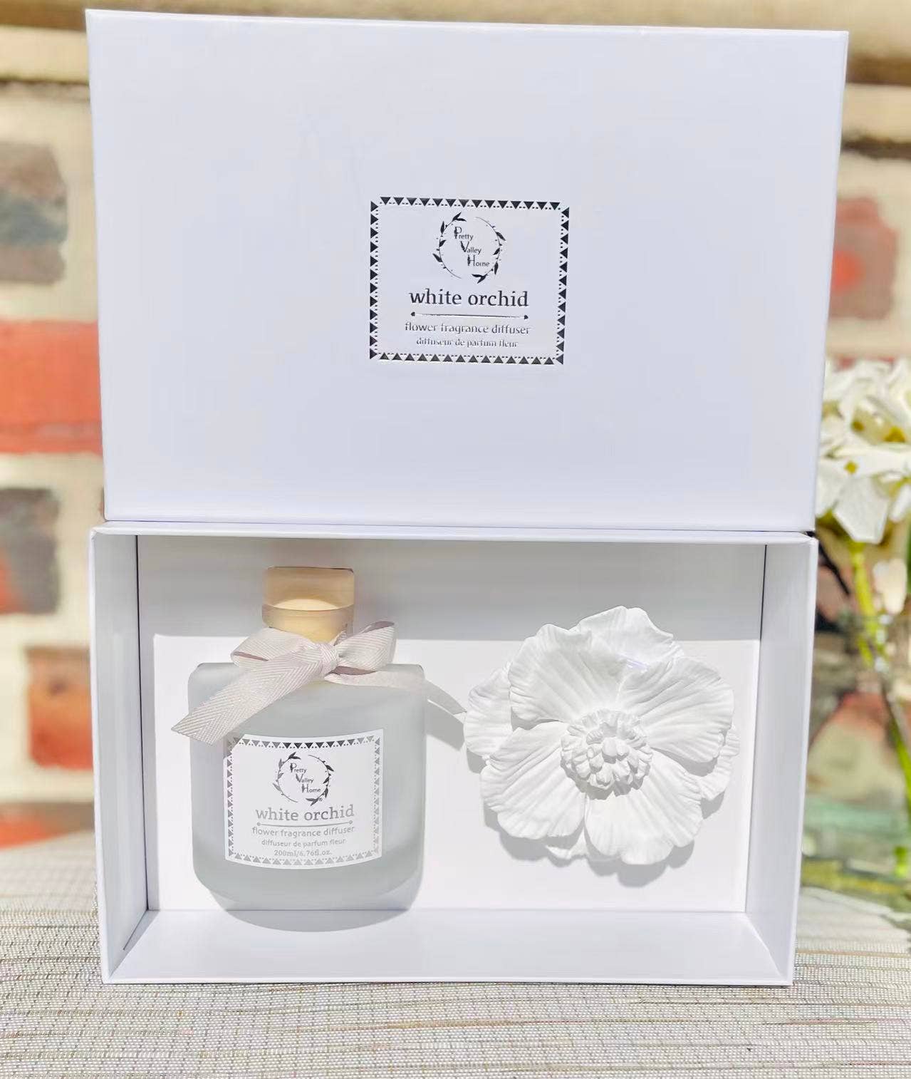 Pretty Valley Home – wholesale Reed diffuser – New (2025) Diffuser Sets Marigold Ceramic Flower - Orchid2