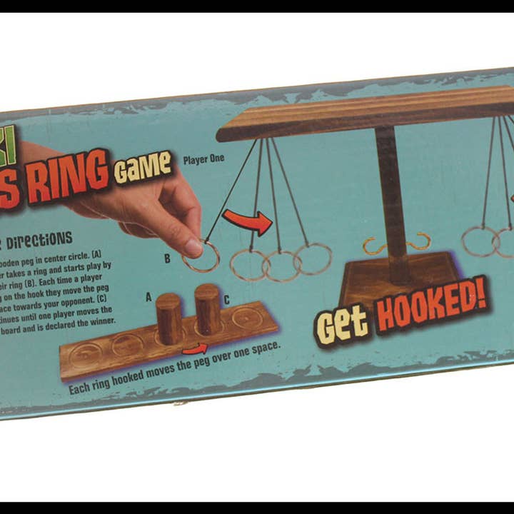 Curious Minds Toys - Wholesale Wood Toy - Kids - Wood Tiki Toss Ring Hook Game - Swing Ring on String to Lan1