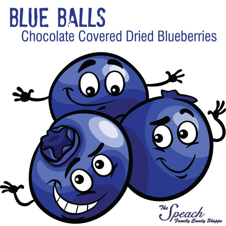 Speach Family Candy Shoppe - Wholesale Chocolate Covered Sweets - Blue Balls - Chocolate Covered Dried Blueberries