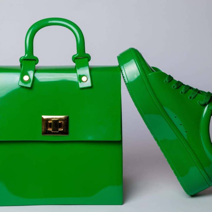 Naturally Green Vinyl Crossbody Bag * for wholesale by Pria Handmade Accessories