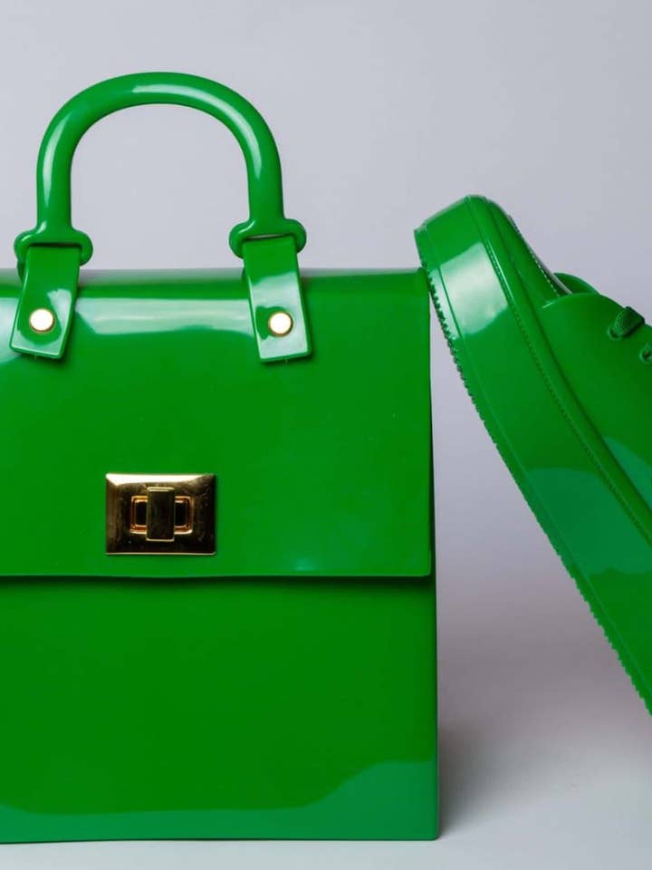 Naturally Green Vinyl Crossbody Bag * for wholesale by Pria Handmade Accessories