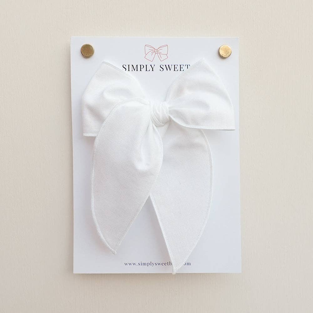 Simply Sweet Bow - Wholesale Hair Bow - Kids - White - Edged Bow