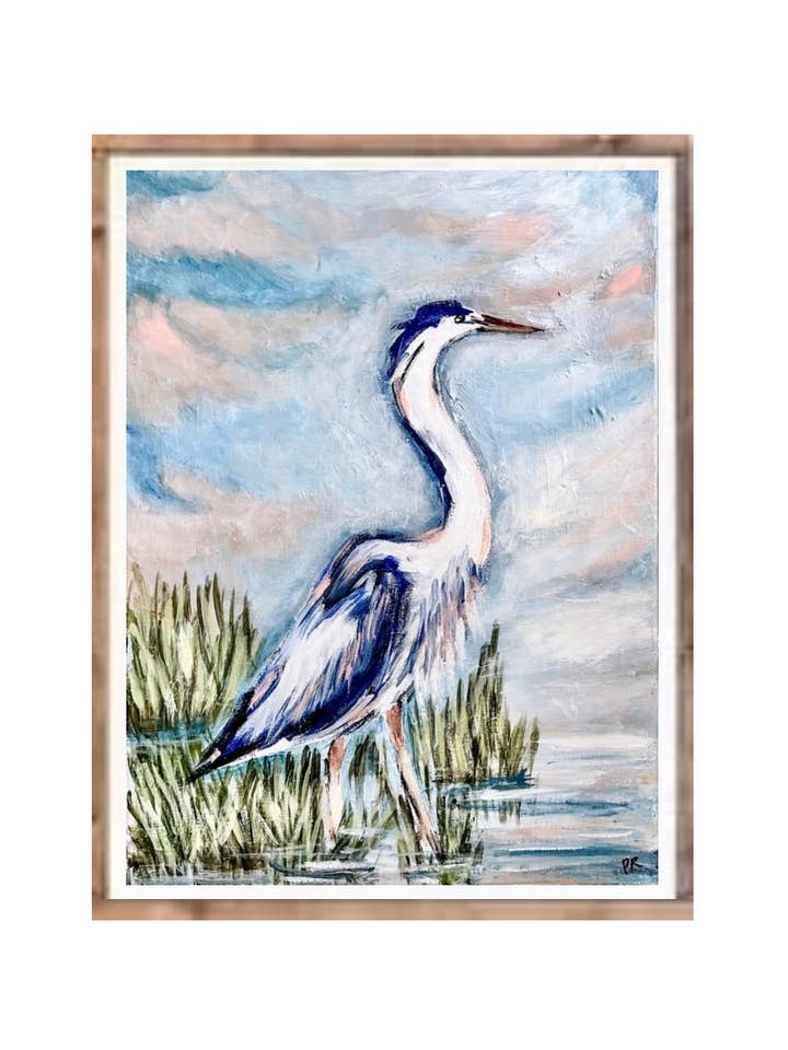 Blue Heron Art Print for wholesale by Pooja Roy Studio