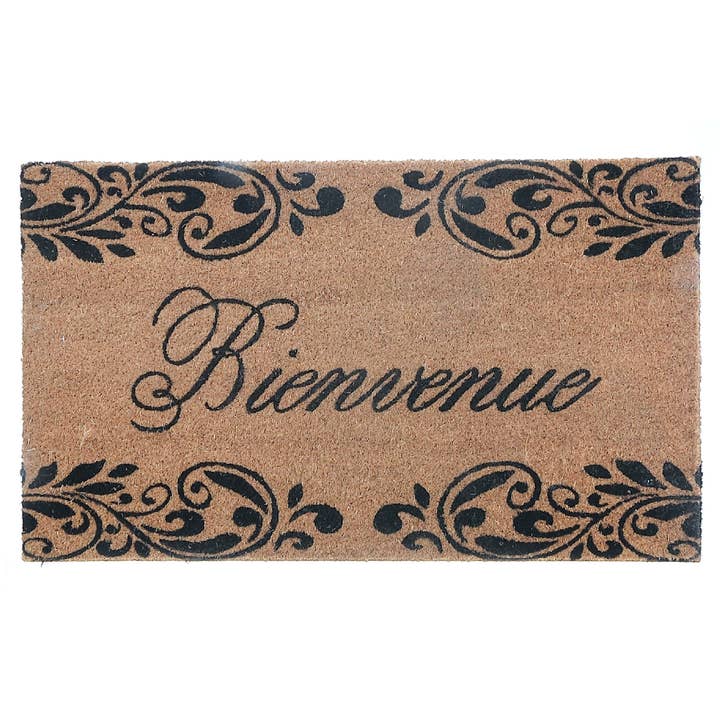 Coir Door Mat Bienvenue Scroll for wholesale by IH Casa Decor