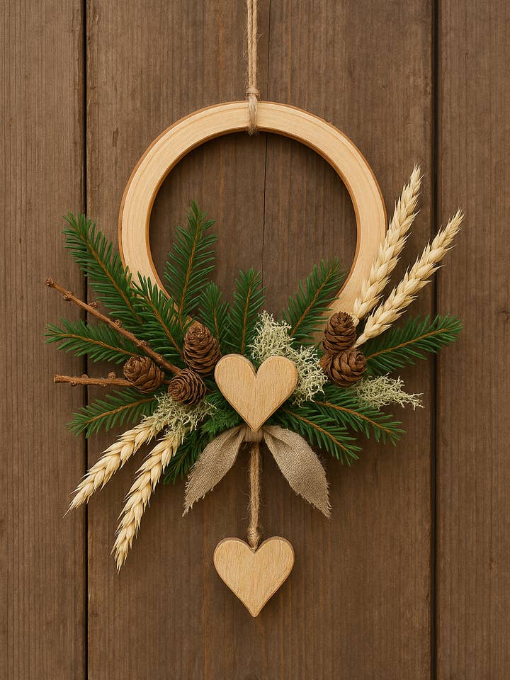 Ghirlanda rustica in legno – Decorazione naturale con cuore per la vendita all'ingrosso da parte di Wunderquelle Emmental