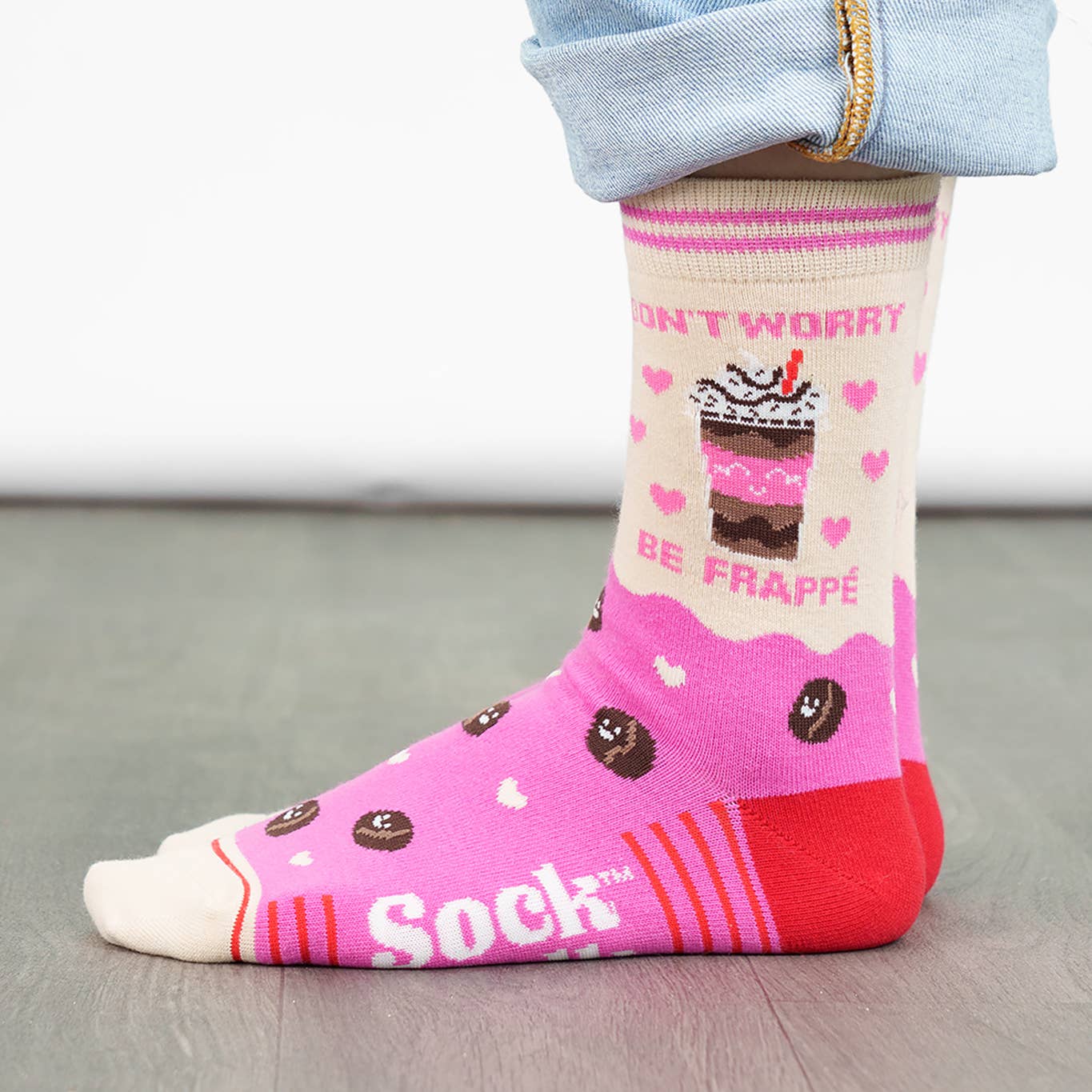 Sock Talk - Wholesale Socks - Women's - Women's Combed Cotton Ankle Socks- Pink/Cream, Be Frappe3