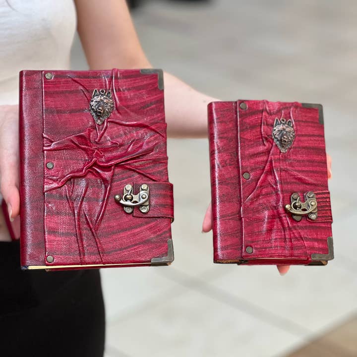 Handmade Leather Journal Belt Strap Wolf for wholesale by CRETE TRADING INC