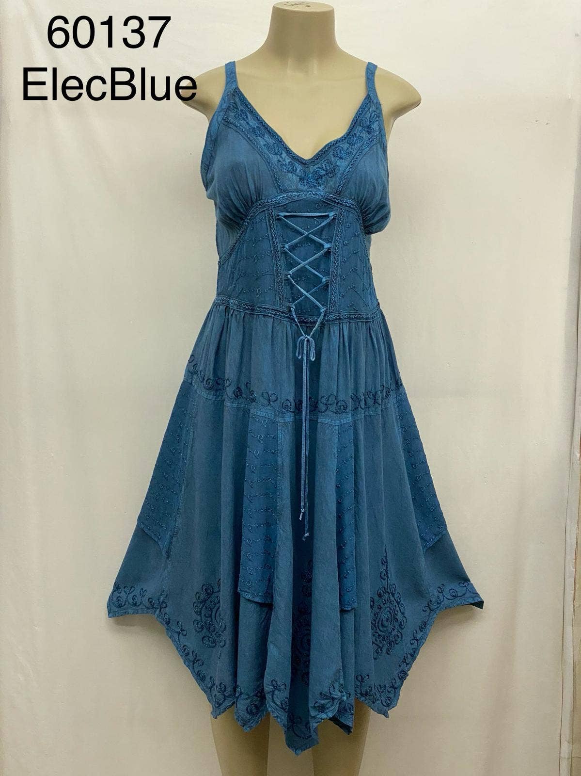 JUST CRUISING - India Casual Designs - Wholesale Dress - Women's - Bohemian Lace-Up Handkerchief Hem Dress6