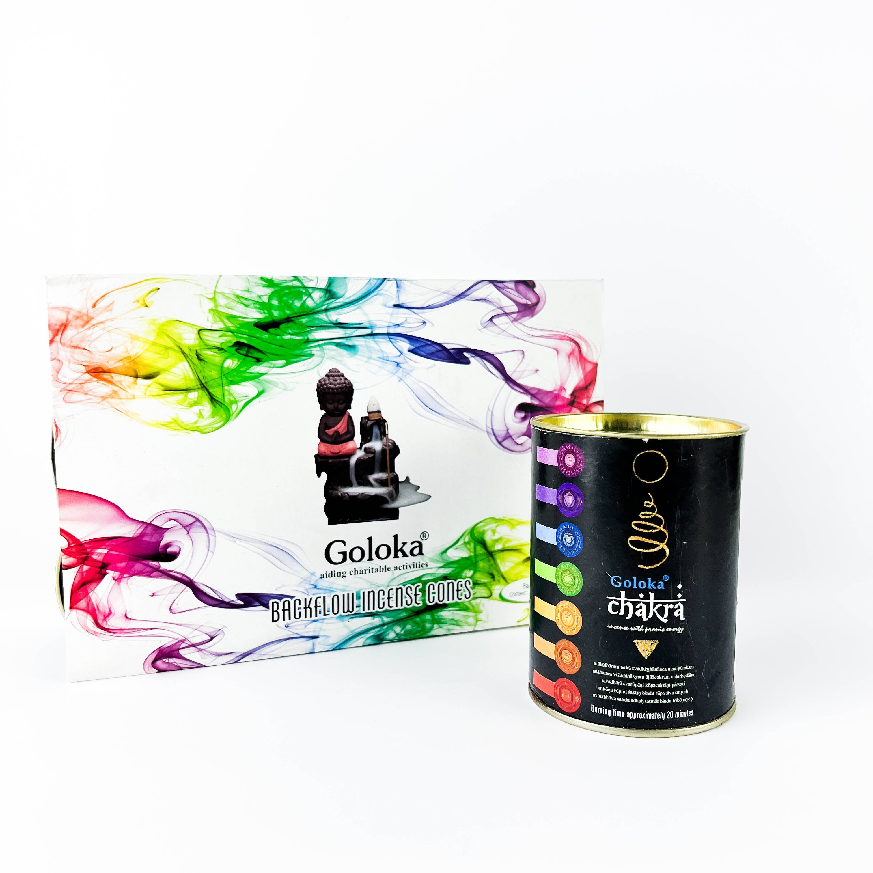 GREENROOTS USA LLC - Vendita all'ingrosso Incensi - Coni di incenso Goloka Chakra Backflow, confezione da 24 coni, confezione da 60