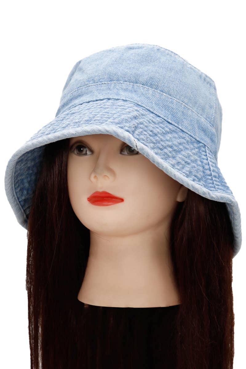 COME MOSTRATO Cappello da pescatore in cotone denim twill lavato in vendita all'ingrosso su Faire7