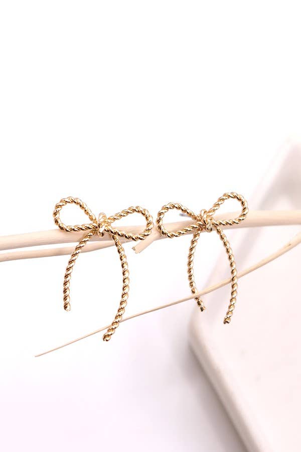 JOSSLYN by wall to wall - Wholesale Dangle Earrings - ROPE BOW DESIGN STUD EARRINGS | 10E30630070