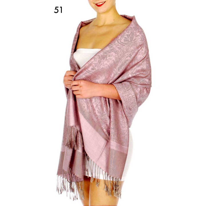 SERENITA - Wholesale Scarf - Women's - Jacquard Paisley Pashmina Scarf Reversible Shawl Wrap