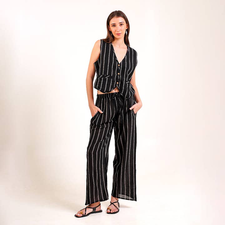 Monochrome Serenity Co-ord Set Black 2Pcs for wholesale by Letoz