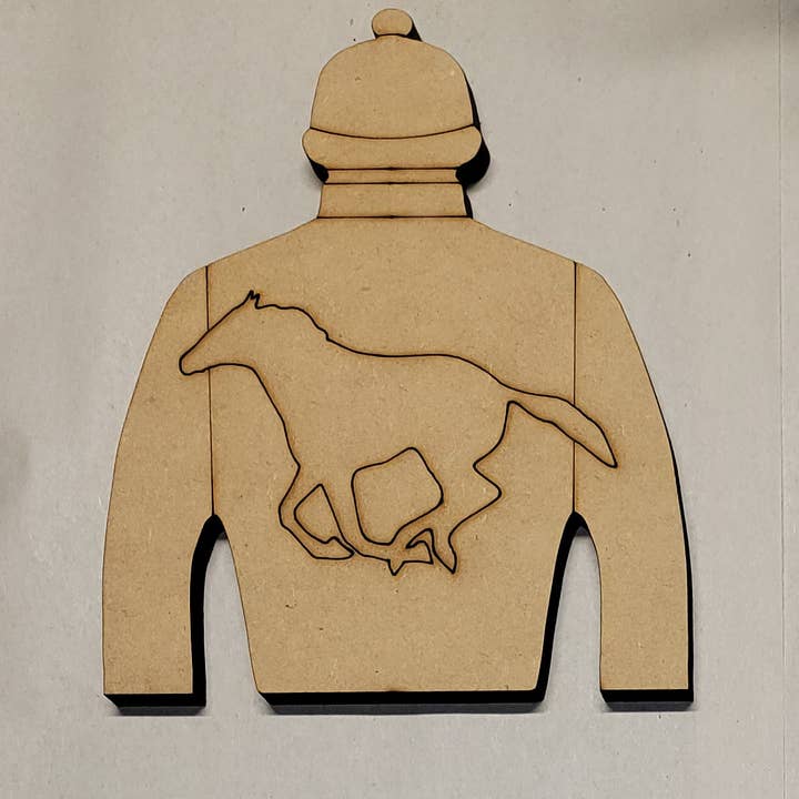 Jockey Silk with Horse Craft MDF Blank for wholesale by Chelle Belle's Creations