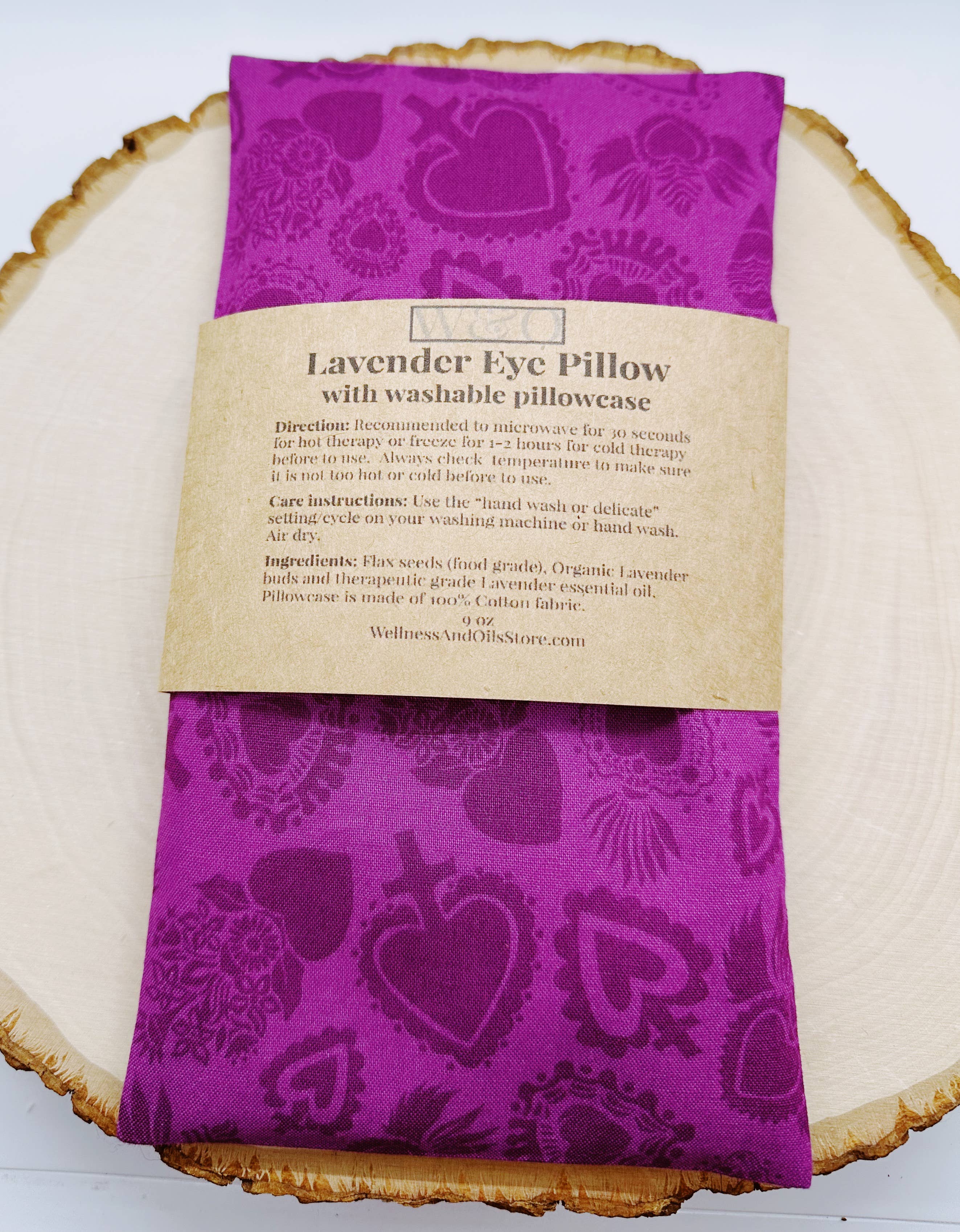 Wellness & Oils - Venta al por mayor Cojín de spa/terapia - Almohada para Ojos de Lavanda con Funda Lavable-Corazón Eterno Púrpura0