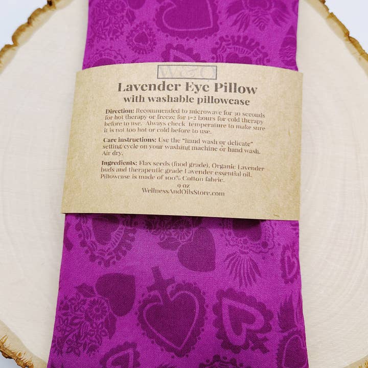 Wellness & Oils – Großhandel Spa-/Therapie-Kissen – Lavendel-Augenmaske mit waschbarem Bezug - Ewiges Herz Lila0