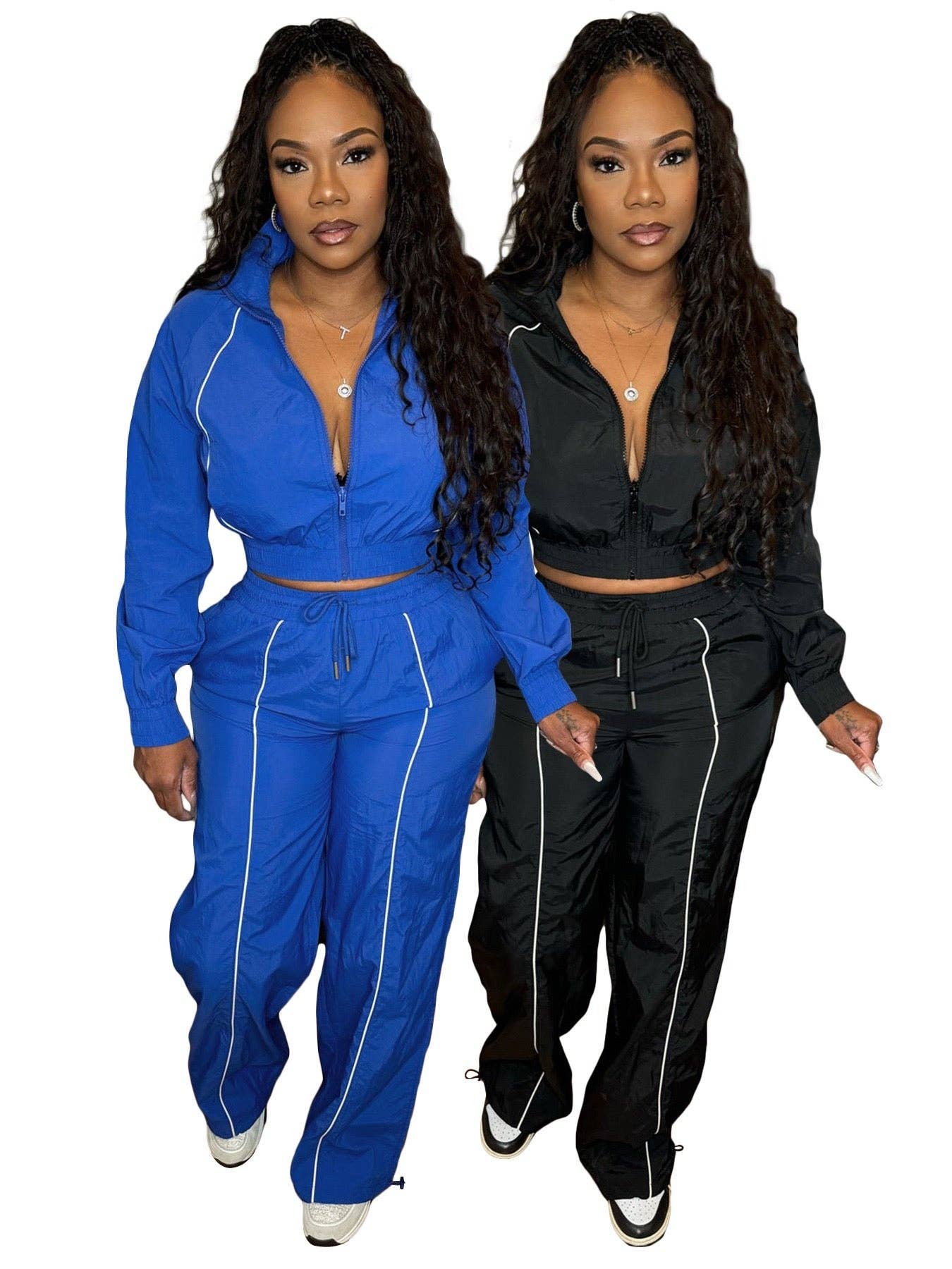 MB Fashion Wholesale - Wholesale Top & Pant Set (NOT Loungewear) - Women's - MB FASHION Two-Piece Windbreaker Zip-Up Set with Drawstring Details 50522