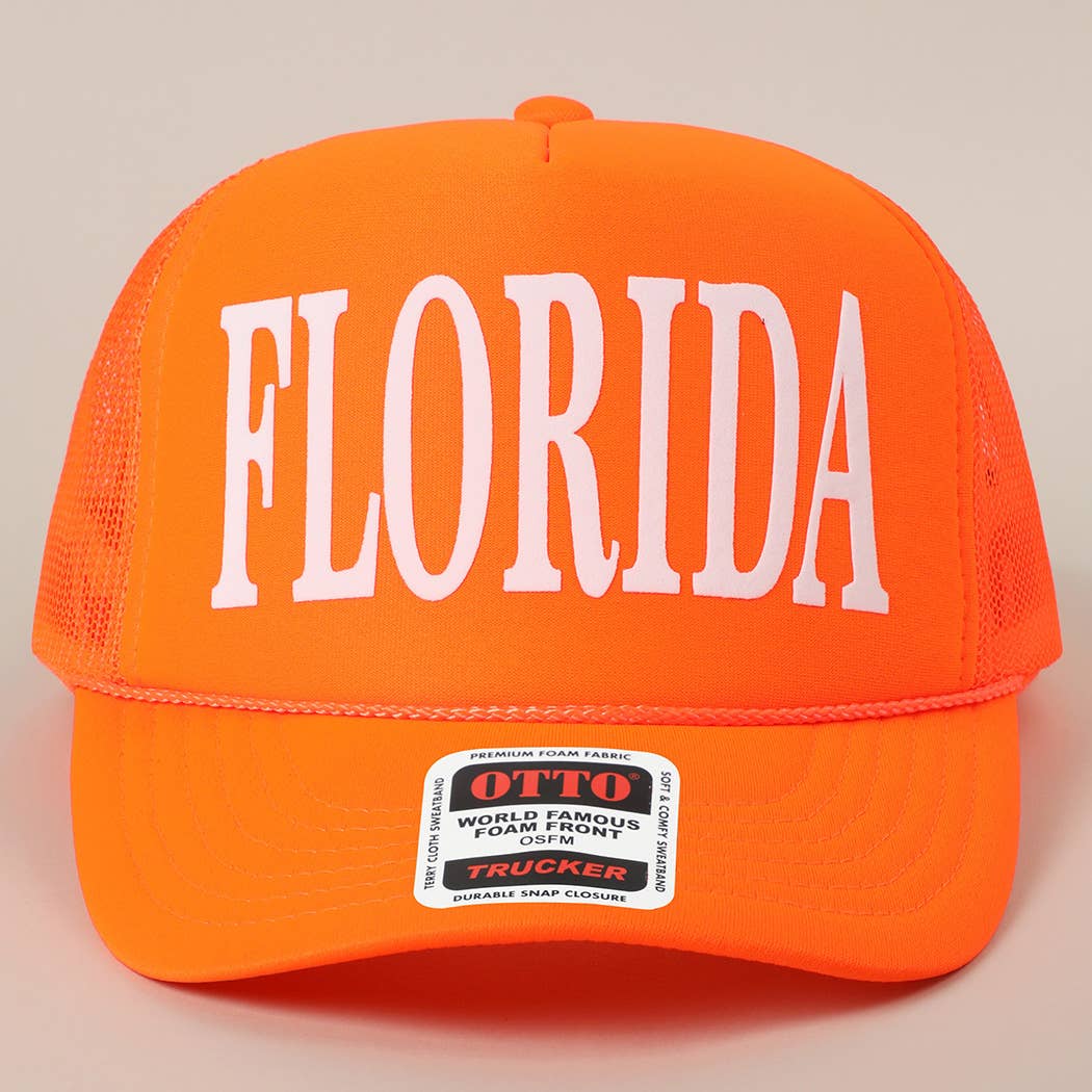 Fashion City - Wholesale Trucker Hat - Unisex - FLORIDA Text Printed Mesh Back Foam Trucker Hat28
