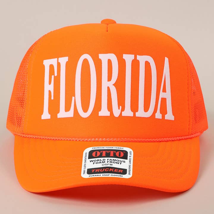 Fashion City - Wholesale Trucker Hat - Unisex - FLORIDA Text Printed Mesh Back Foam Trucker Hat28